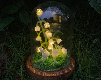 Lily Of The Valley Lamp-Handmade Flower Lamp-Rabbit Night Lamp-Dreamy and Romantic Night Light - Unique Flower Gifts - Fairy Decor