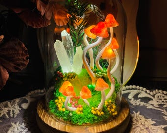 Enchanted Mushroom Lamp: Glowing Crystals Terrarium Night Light