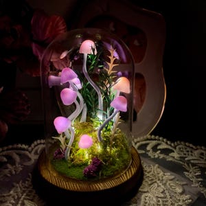 Mushroom Forest Night Light, Handmade Purple Glowing Mushrooms Lamp for Bedroom, Kids Room, Living Room, Magical Home Decor Christmas Gift