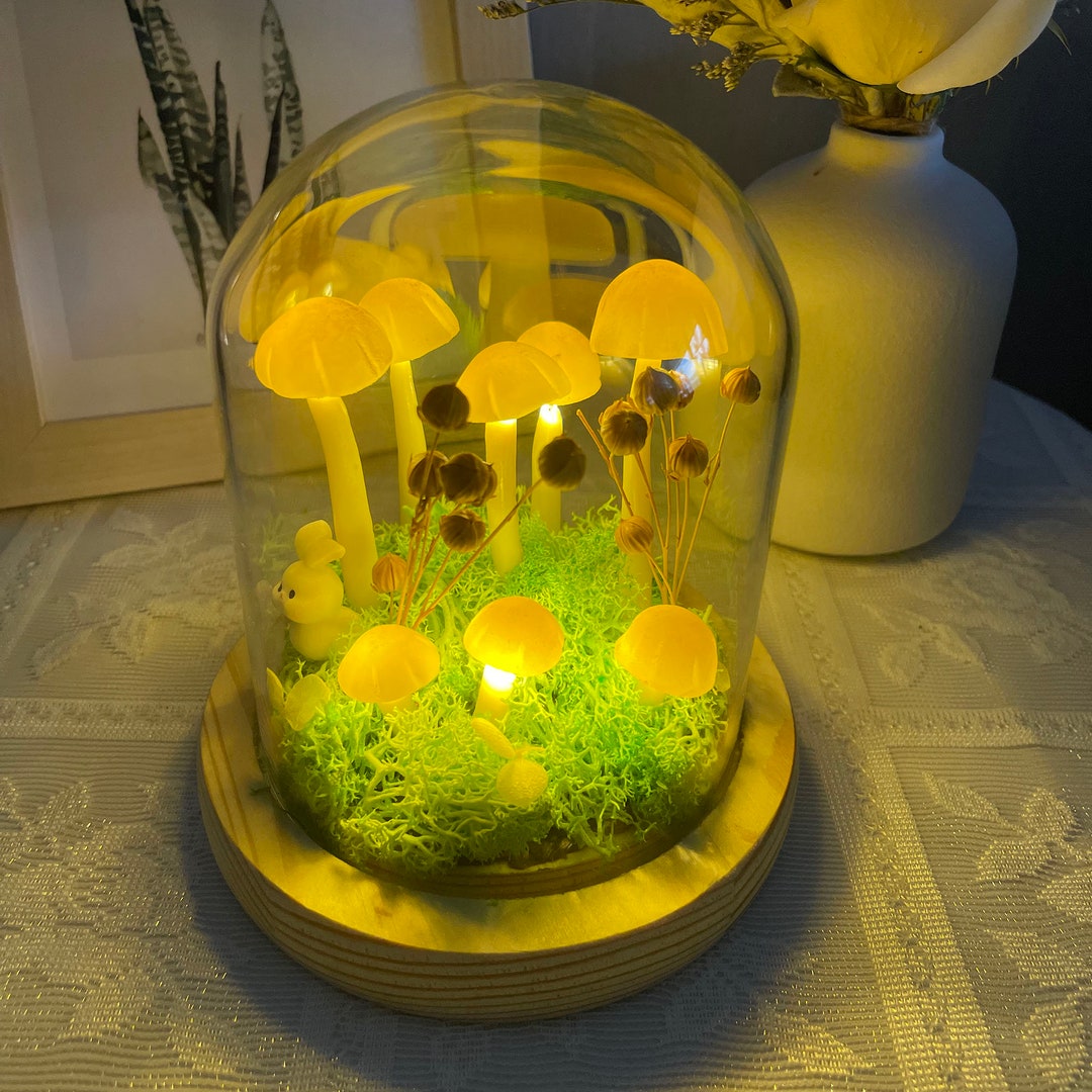 Yellow Mushroom Lamp Mushroom Decor Handmade Retro Light Home Decor ...