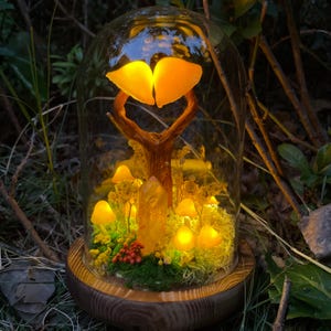 Enchanted Mushroom Forest Night Light, Handmade Glowing Mushrooms Lamp for Bedroom, Kids Room, Living Room, Heart-Shaped Mushroom Decor