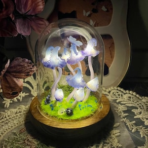 Zaczarowany Las Grzybów Lampka Nocna Motyl, Fioletowa Lampa Grzyb, Fantastyczna Bajkowa Dekoracja do Sypialni, Pokoju Dziecięcego, Wyjątkowy Prezent