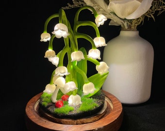 Handmade Lily of the Valley Lamp  Bedside Lamp Christmas Gift Home Fairy Decor Unique Flower Lights