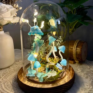 Mushroom Forest Night Light, Handmade Blue Glowing Mushrooms Lamp for Bedroom, Kids Room, Living Room, Magical Home Decor Christmas Gift