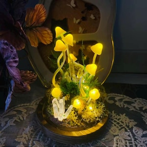 Luminária de cogumelo de fada, cristal brilhante, luminária de cogumelo de floresta encantada, luz noturna de cristal de fantasia, presente exclusivo, decoração elegante para casa