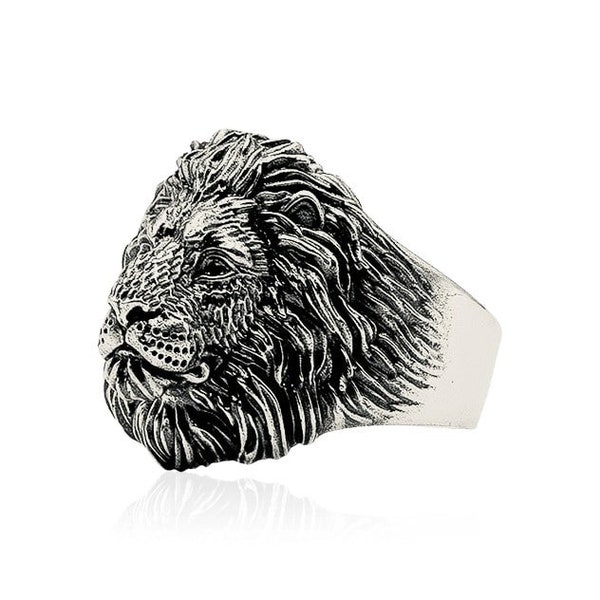 Felidae – Bague tête de lion en Argent 925