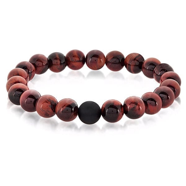 Bracelet Oeil de Tigre Rouge 10mm