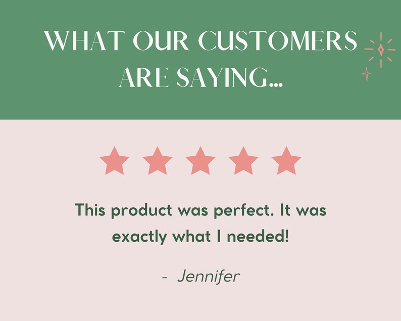 May include: Five-star review with the text "This product was perfect. It was exactly what I needed!" - Jennifer.