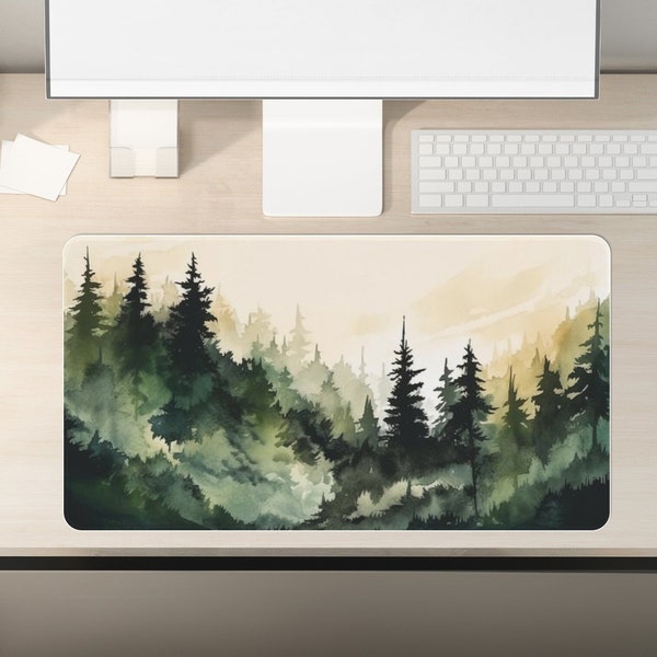 Tapis de bureau de forêt, grand tapis de souris de jeu de plante verte, tapis de clavier, cadeau d'accessoire de bureau de bureau