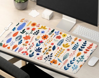 Floral extended table mat, floral mouse pad, plant keyboard pad, office decoration