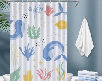 Underwater world waterproof shower curtain, fun student modern bathroom decoration, children's gift
