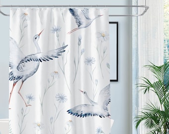 Vogel Duschvorhang|Großer Vogel| Cottagecore Duschvorhang | Skurriles Badezimmerdekor | Floraler Duschvorhang | Einfache Dekoration