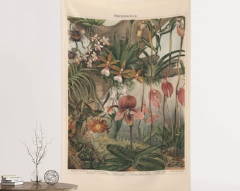 Vintage Aesthetic Floral Tapestry-Orchidaceae Wall Hanging