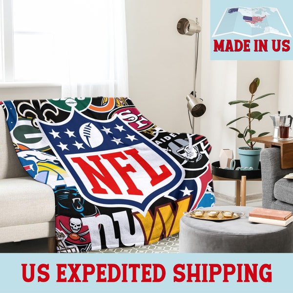 American Football Blanket, NFL Logo Blanket, Customized Team Logo Blanket, Football Fan Decoration, Gift for Boys, 2024 NEW!