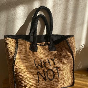 Gehäkelte Wochenendtasche, gehäkelte bestickte Tasche, Strandtasche, Handtasche.