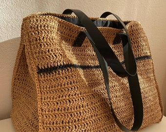 Gestrickte Papier Garn Tasche: Handgemachte Häkeln Sommer Tasche
