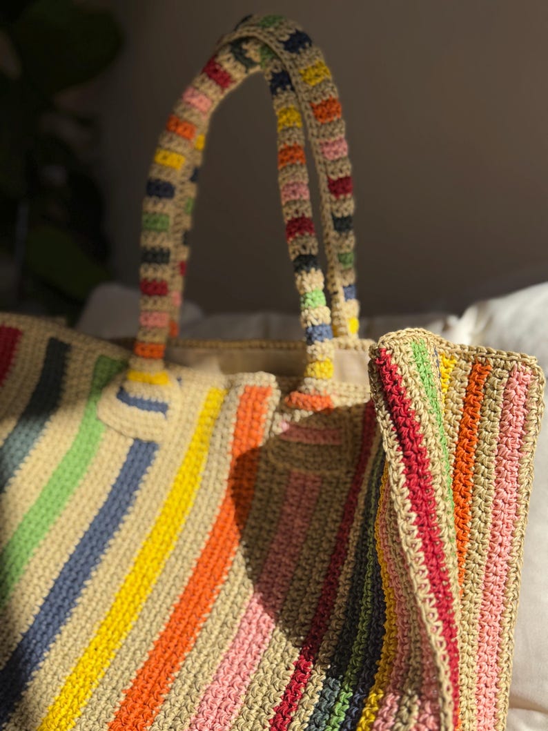 Bolsa de mano de crochet colorida XL: bolso de mano vintage con puntada de abuela. imagen 2
