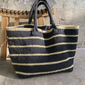 gestrickte Papiergarntasche Papier Seil Sommer lässig Schulter Handtasche handgemacht gestrickte gefütterte Tasche Häkeltasche beige Farbe Tasche lässig