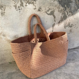 Ręcznie robiona torba z naturalnej rafii - torba weekendowa Stylowy i lekki design do codziennego użytku i na plażę. Torba słomkowa w stylu boho