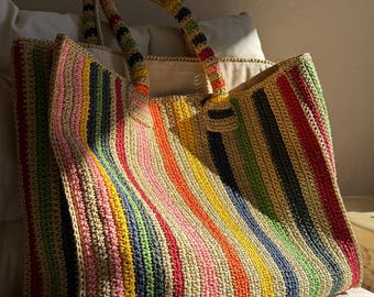 Gehäkelte XL Tragetasche: Vintage Grandma Stitch Reisetasche