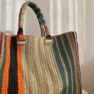 Summer Shoulder Bag,Knitted Colour Bag Crochet Bag Big Knitted Bag Straw Summer Bag Raffia bag,autumn colors. image 8