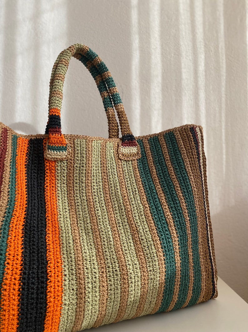 Summer Shoulder Bag,Knitted Colour Bag Crochet Bag Big Knitted Bag Straw Summer Bag Raffia bag,autumn colors. image 8