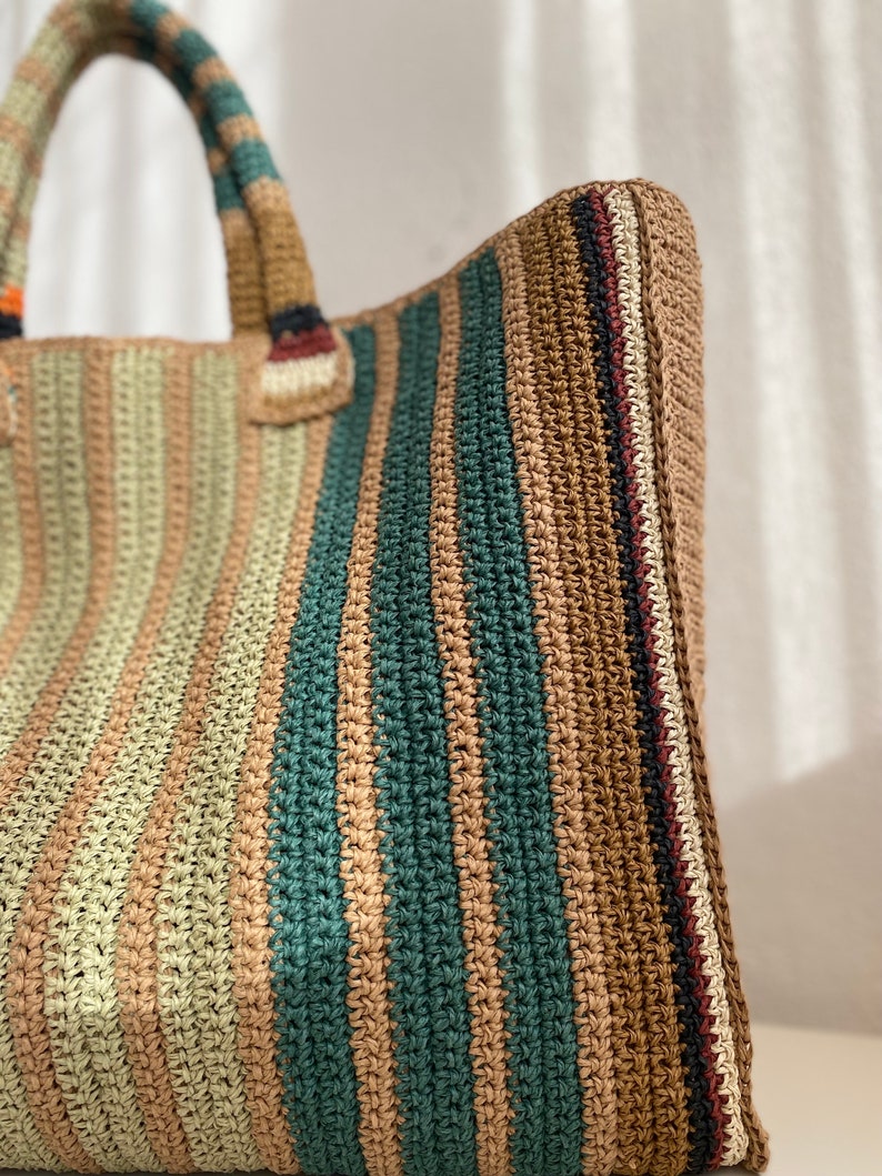 Summer Shoulder Bag,Knitted Colour Bag Crochet Bag Big Knitted Bag Straw Summer Bag Raffia bag,autumn colors. zdjęcie 4