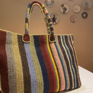 knitted paper yarn bag Paper rope summer casual shoulder handbag handmade knitted lined bag crochet bag tan color bag casual