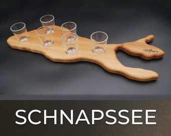 Holz&Herz > servierbrett für schnaps Schnapssee < tolles dekoobjekt und ein noch tolleres geschenk, inkl. Gläser , handgefertigt