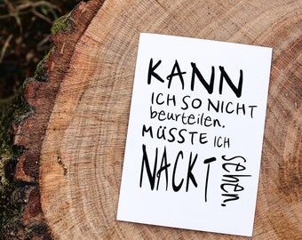 karte lustig > Nackt < Grußkarte, Handschrift, Geschenkkarte, Postkarte, A6