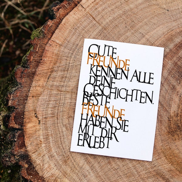 karte lustig > Gute Freunde < Grußkarte, Handschrift, Geschenkkarte, Postkarte, A6