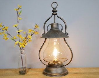 Industrial Battery Powered LED Lantern - Wireless, Vintage style, Hurricane Lamp