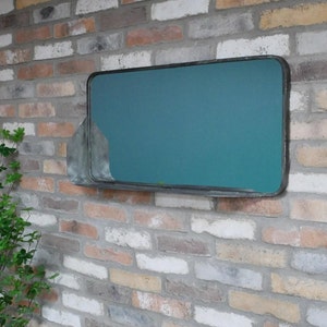 Large Industrial Wall Mirror With Shelf 80cm x 40cm image 3