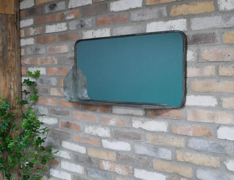 Large Industrial Wall Mirror With Shelf 80cm x 40cm image 3