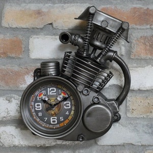 Industrie Steampunk Motor Wanduhr für Garage, Man Cave - Einzigartiges Geschenk zum Vatertag oder zu Weihnachten