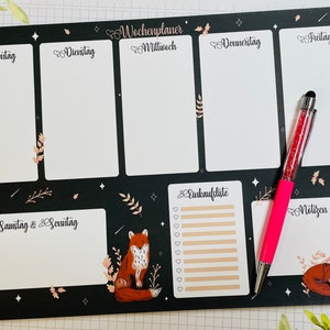 Weekly planner foxes in A4