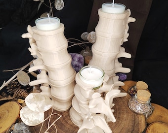 Teelichthalter Wirbelsäule Halloween Rohling knochenfarben aus Filament unbearbeitet