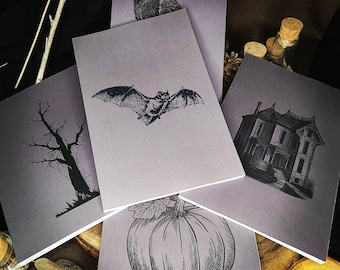 Halloween Notizbuch Fledermaus Kürbis Rabe