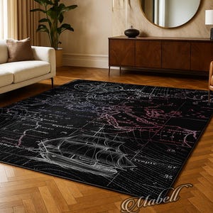 Nautical Map Nonslip Area Rug Compass Rose Navigation Chart Carpet Kitchen Bedroom Living Room Rug World Map Sailing Ship Rug Floor Mat