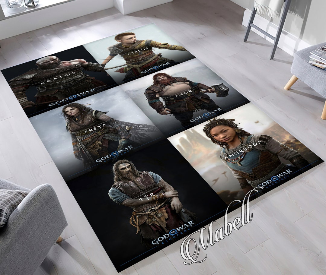 Video Game Rug, God of War Ragnarok Characters Themed Nonslip Area Rug ...