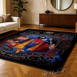 The Hermit Tarot Card Nonslip Area Rug Mystical Gothic Carpet Home Decor Living Room Washable Rug Floor Mat Occult Art