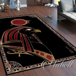 Ra Eye of Horus Rug, Egypt Goddes Cards Nonslip Area Rug, Ancient Egypt Mythology, Living Room Rug, Bedroom Rug, Outdoor Rug, Christmas Gift