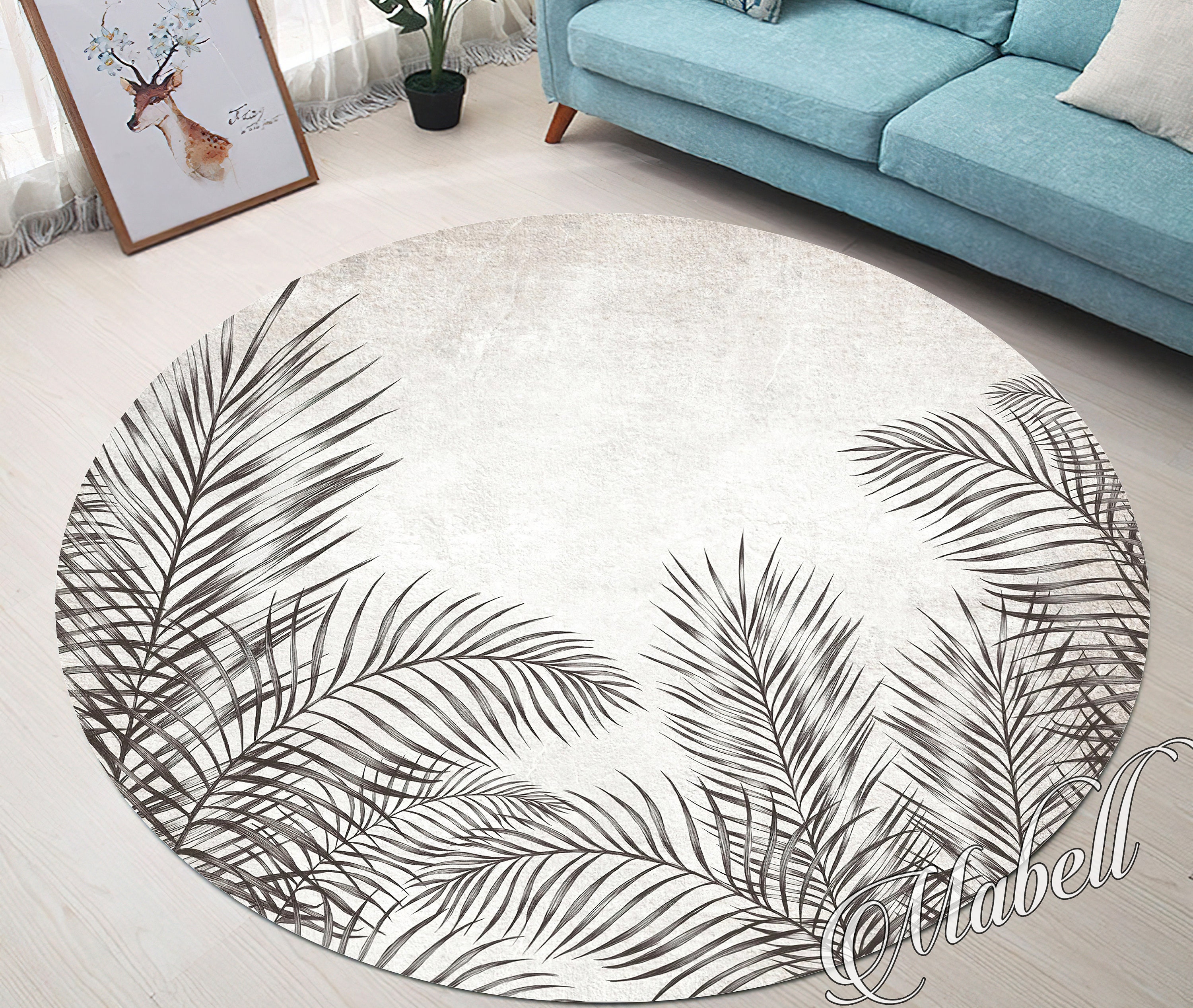 Plant Rug Plant Rug, Palm Leaves Themed Nonslip Area Rug, Soft Floor Rug, Rug for ...