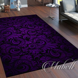 Purple Leaf Patterned Rug, Abstract Patterned Nonslip Area Rug, Living Room Rug, Outdoor Rug, Modern Rug, Decorative Rugs, Christmas Gift