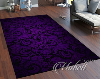 Purple Leaf Patterned Rug, Abstract Patterned Nonslip Area Rug, Living Room Rug, Outdoor Rug, Modern Rug, Decorative Rugs, Christmas Gift