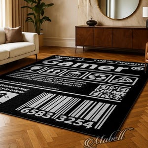 Funny Gamer Nutrition Label Nonslip Area Rug Gaming Room Decor Carpet Kitchen Bedroom Rug Floor Mat Meme Gift For Gamers Digital Print