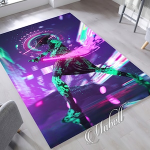 Ninja Anime Teppich, Anime Neon Sign ThemenTeppich, Rutschfester Teppich, Süßer Teppich, Farbenfroher Teppich, Teen Zimmerteppich, Cooler Teppich, Heimgeschenk, Weihnachtsgeschenk