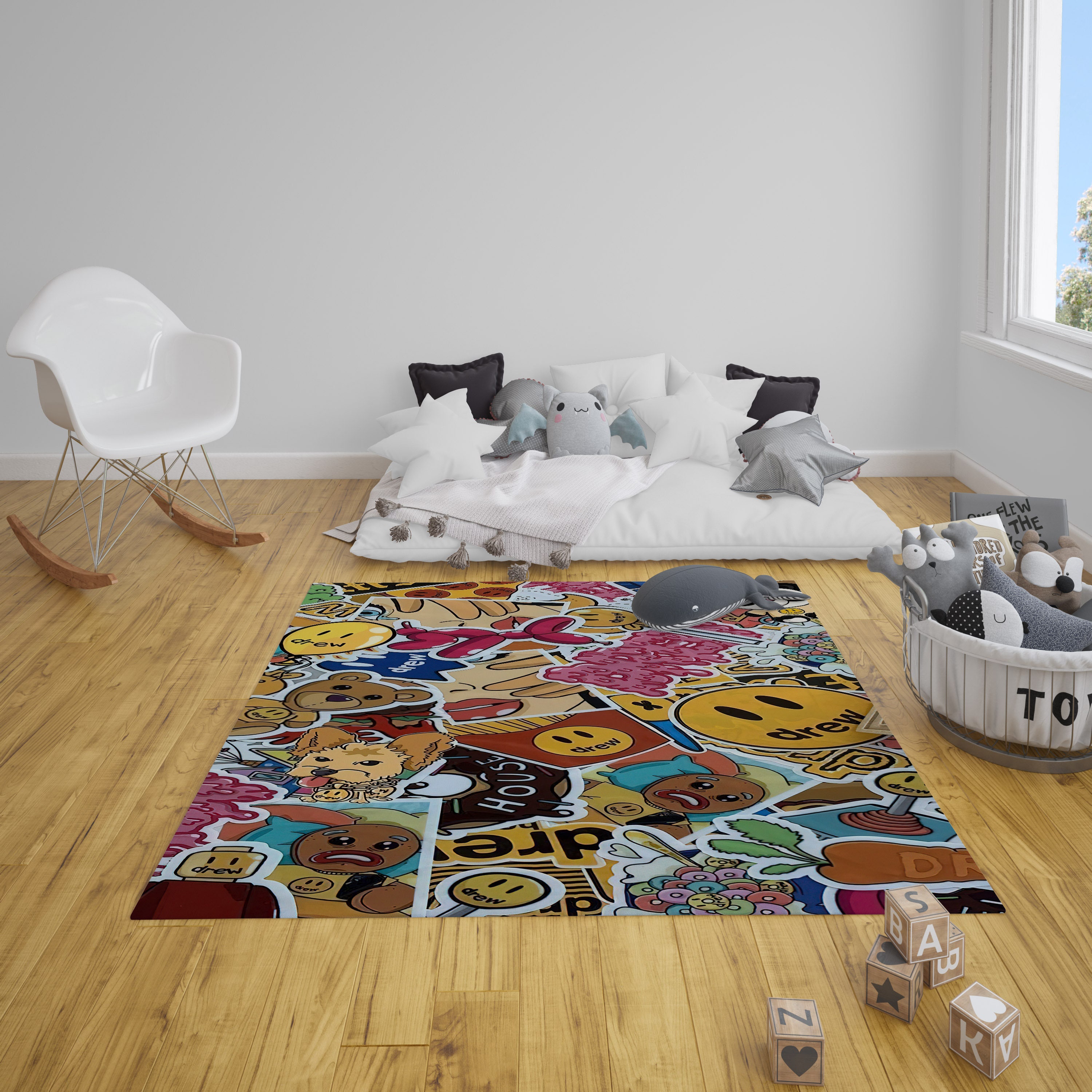 Funnt Rug Fun Kids Design Nonslip Area Rug, Kids Room Rug, Living Room Rug ...