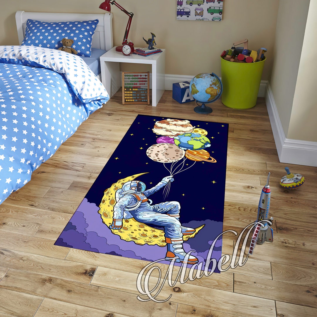 Spacecraft Rug Astronaut Rug, Space Astronaut Rug, Air Balloon Astronaut Themed Rug ...