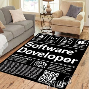 Funny Software Developer Nutrition Label Nonslip Area Rug Programmer Gift Office Decor Carpet Kitchen Bedroom Floor Mat Coding Rug image 8